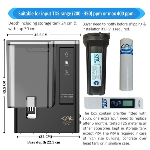 KNL PRO NF40 AR SS UV, Nanofiltration water purifier with alkaline regulator, black - Image 2