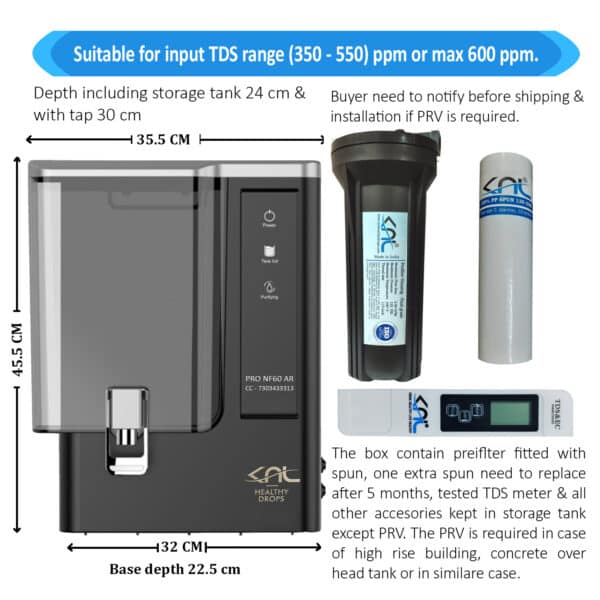 KNL PRO NF60 AR SS UV, NF water filter black, inbuilt with pH (alkaline regulator) - Image 2