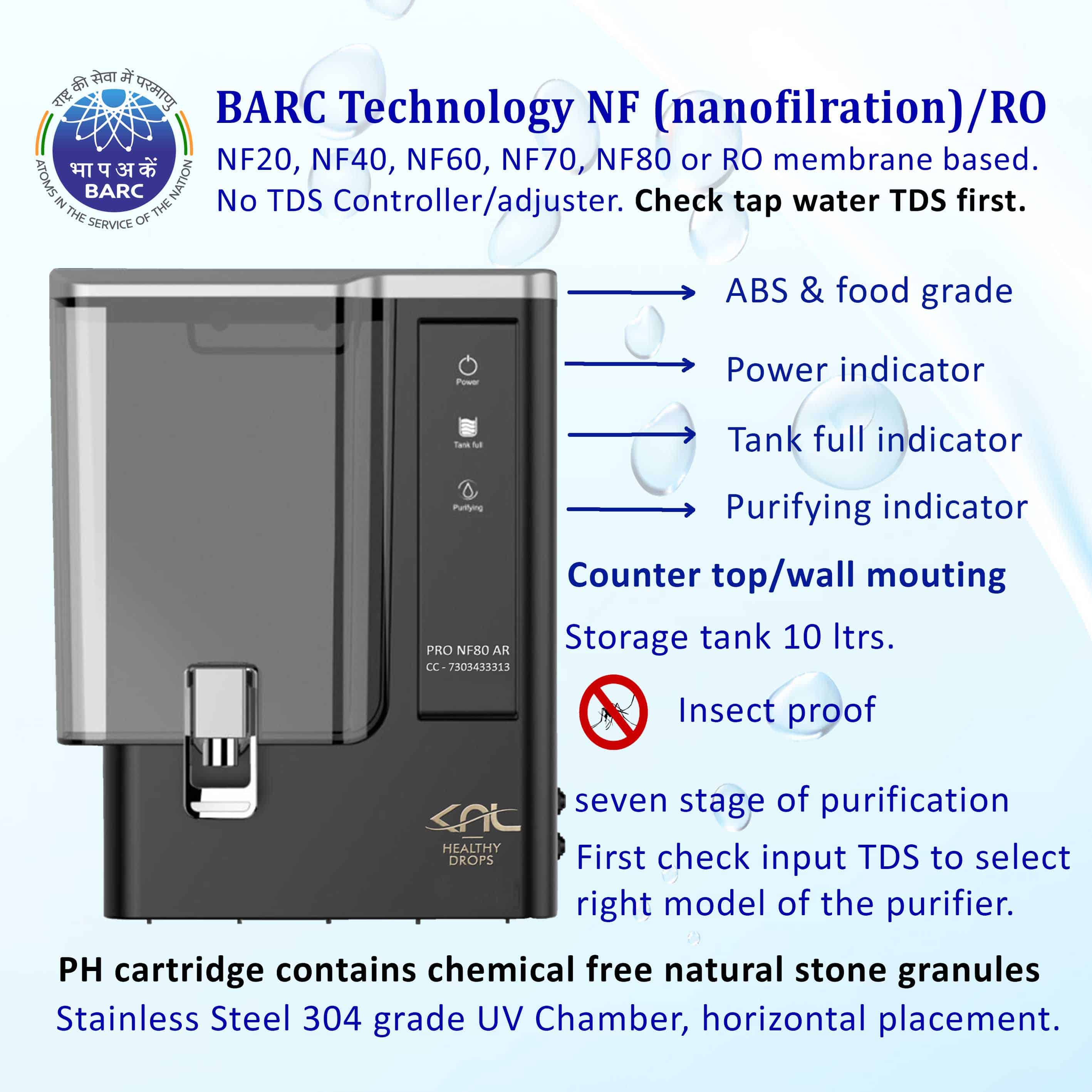 KNL PRO RO AR SS UV (Alkaline Regulator) - RO water filter black for TDS (1400-3000)ppm - Image 3