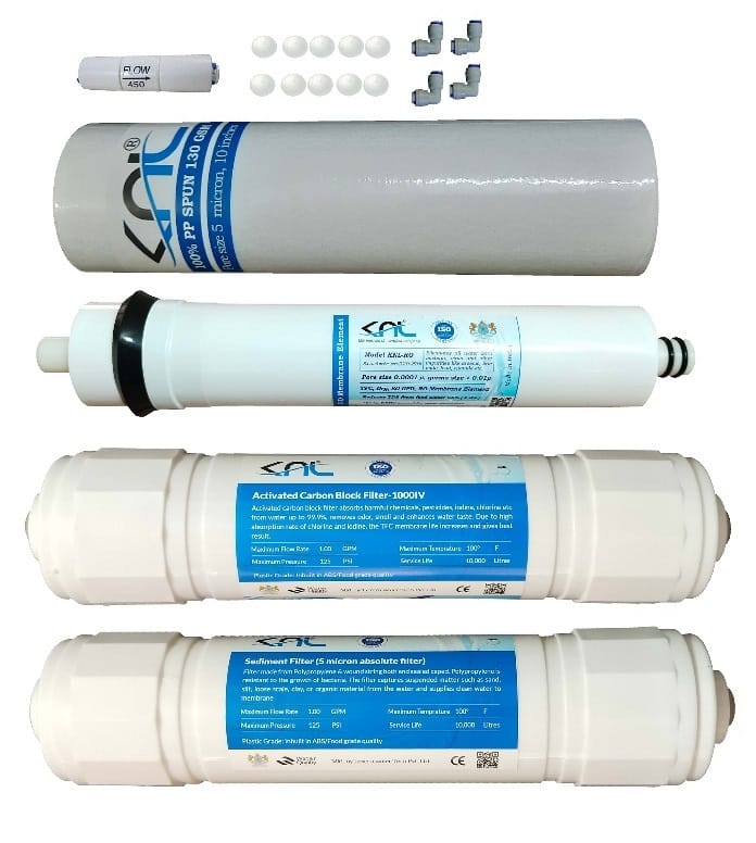 RO service kit with sediment, pre carbon and spun filter set