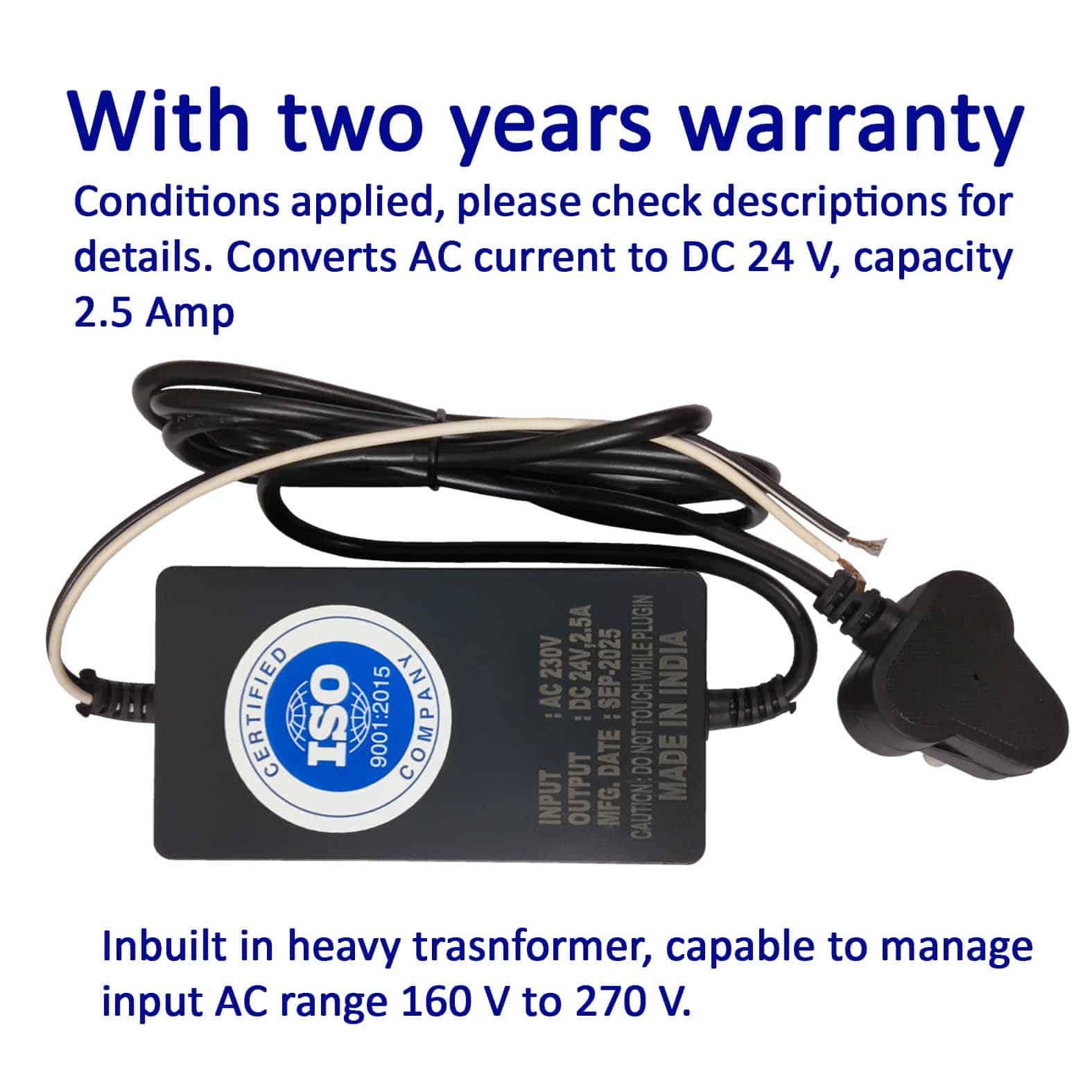 SMPS or Adaptor 24 Volts DC, 2.5 Amp, warranty 2 years (conditions applied) - Image 3