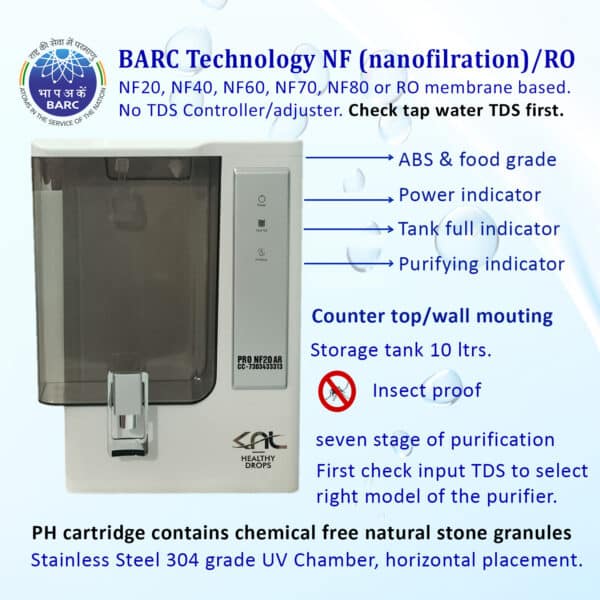 KNL PRO NF20 AR SS UV, with pH Regulator, NF water purifier white & Black - Image 3