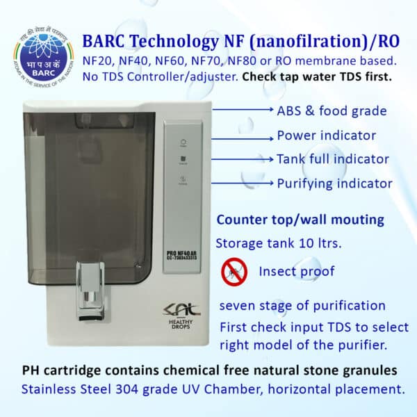 KNL PRO NF40 AR SS UV, with pH Regulator, NF water purifier white & Black - Image 3