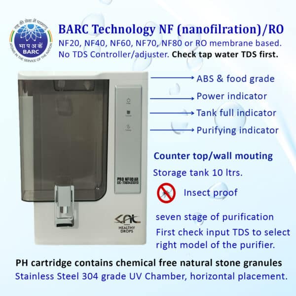 KNL PRO NF80 AR SS UV - with pH Regulator, NF water purifier white & Black - Image 3
