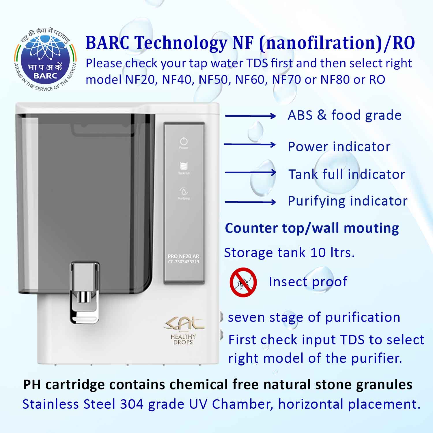KNL PRO NF20 AR SS UV, with pH Regulator, NF water purifier white & Black - Image 3