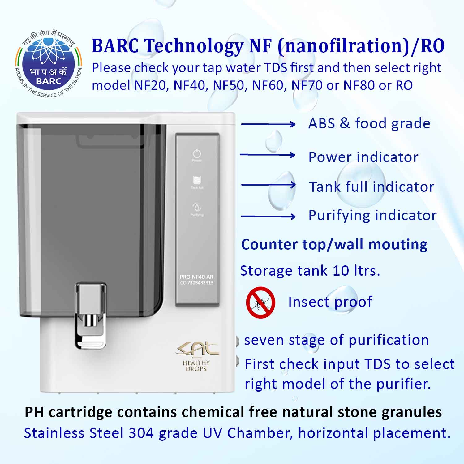 KNL PRO NF40 AR SS UV, with pH Regulator, NF water purifier white & Black - Image 3