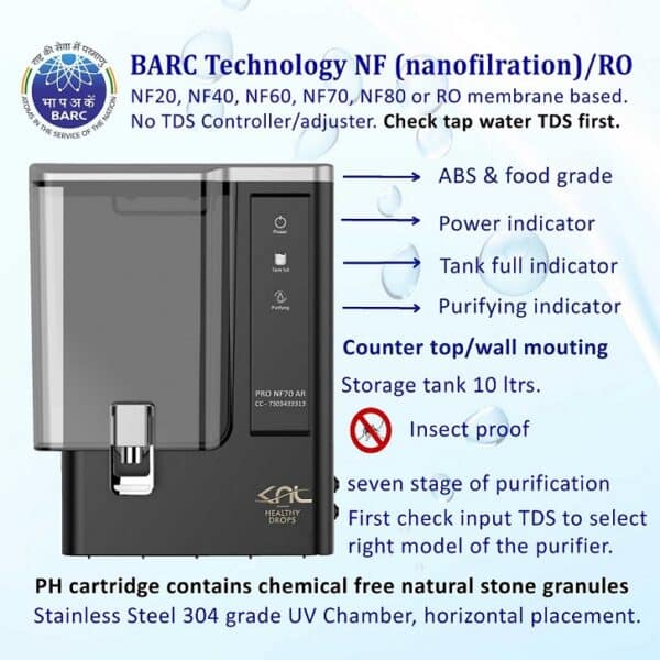 KNL PRO NF70 AR SS UV - with pH Regulator, NF water purifier White & Black - Image 3