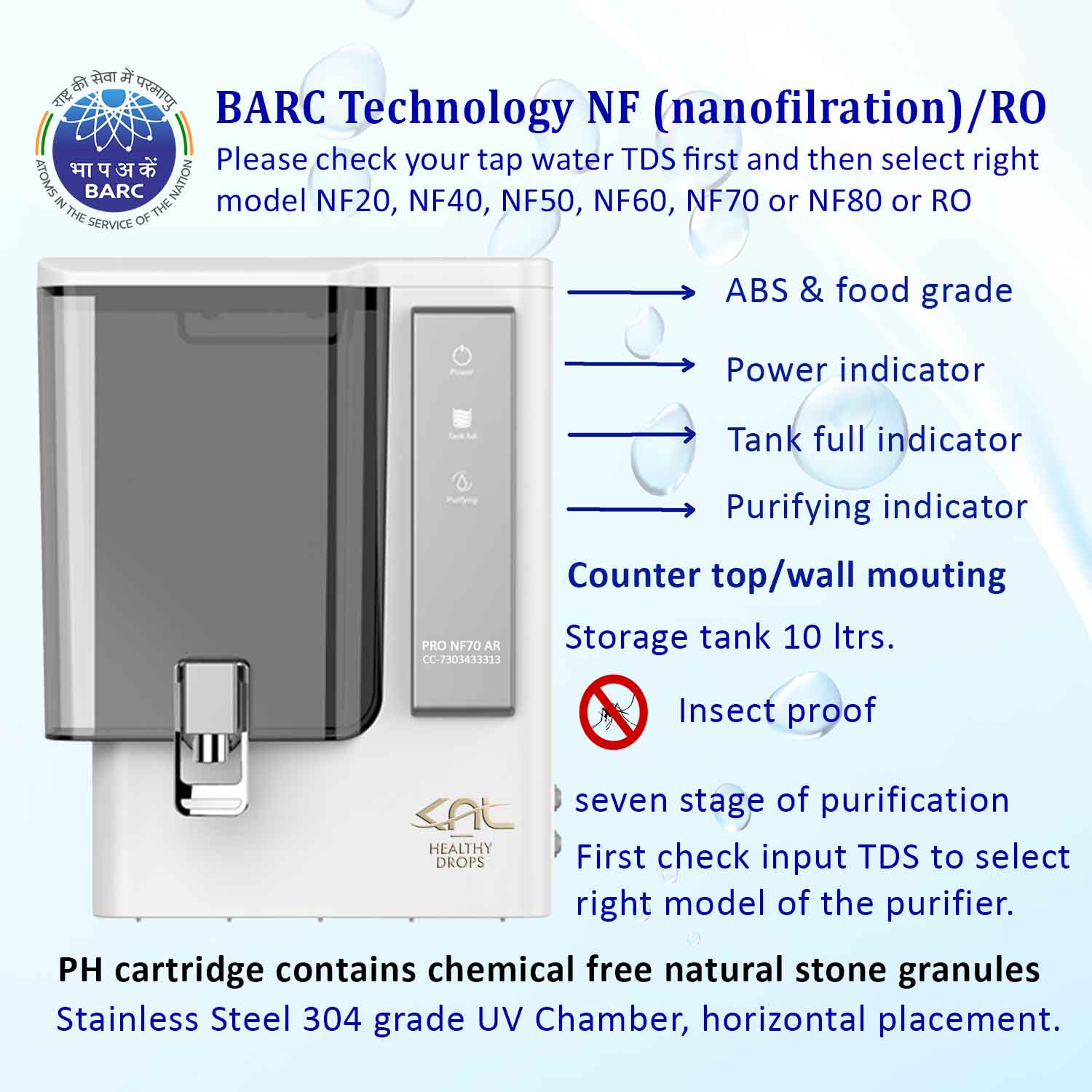 KNL PRO NF70 AR SS UV - with pH Regulator, NF water purifier White & Black - Image 3