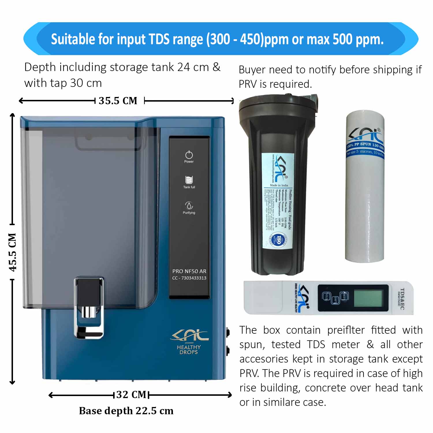 KNL PRO NF50 AR SS UV, with pH/Alkaline Regulator, NF water purifier Blue - Image 3