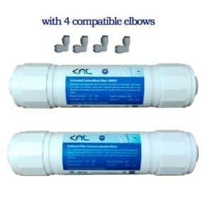 Sediment and activated block carbon filter set with elbows