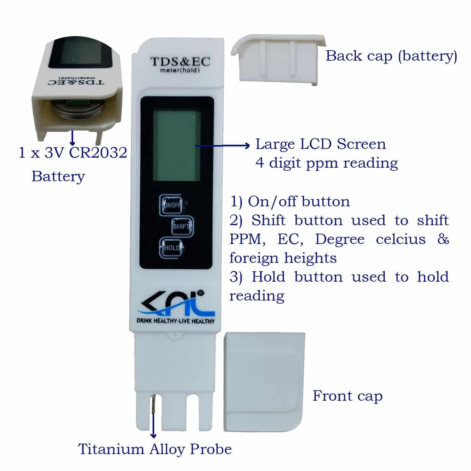 KNL TDS meter 3 in 1 for water Testing - Image 2