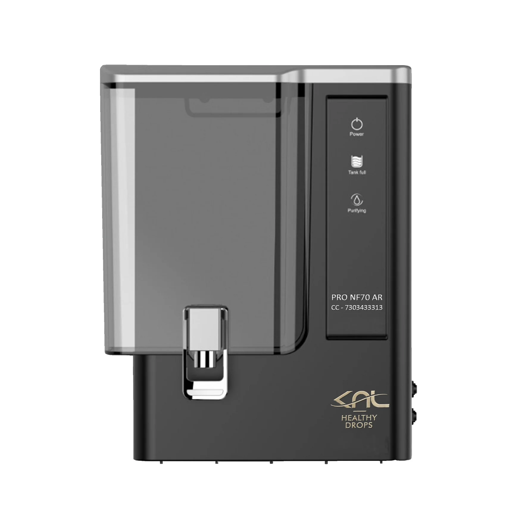 KNL PRO NF70 AR SS UV - with pH Regulator, NF water purifier Filter, Black